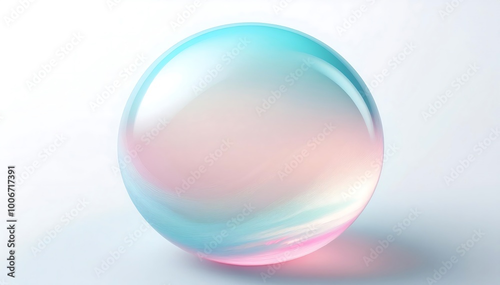 A delicate pastel bubble with a smooth surface reflecting serene colors in bright ambient light. Generative AI A delicate pastel bubble with a smooth surface reflecting serene colors in bright ambient light. Generative AI