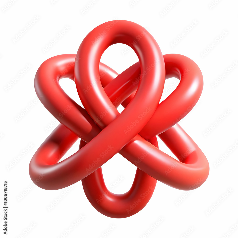3D Red Thread Connection Concept: Soft Focus Image of Interconnected Red Threads Shaping an AIDS Ribbon on Isolated White Background 3D Red Thread Connection Concept: Soft Focus Image of Interconnected Red Threads Shaping an AIDS Ribbon on Isolated White Background