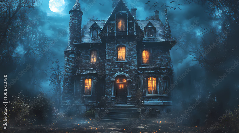 halloween background, Spooky Haunted House with Ghosts generated AI .2025 halloween background, Spooky Haunted House with Ghosts generated AI .2025