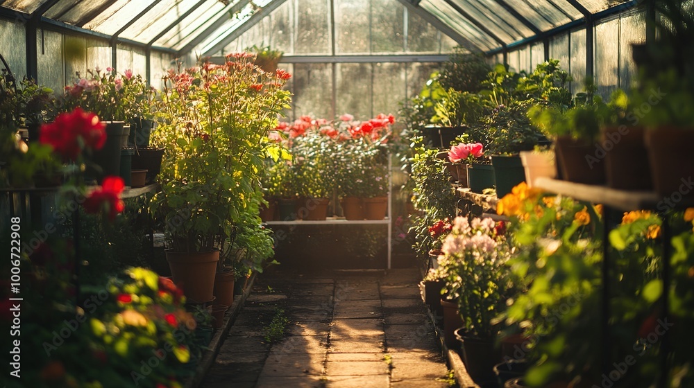 Vibrant Greenhouse Filled with Colorful Flowers Vibrant Greenhouse Filled with Colorful Flowers