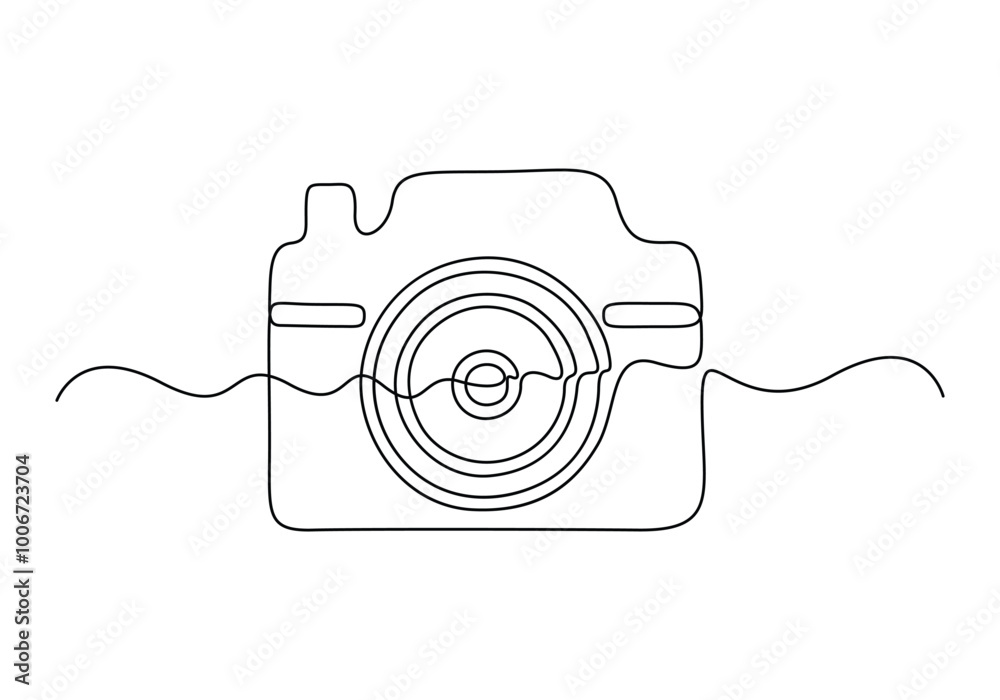 Digital camera continuous one line drawing. Isolated on white background vector illustration Digital camera continuous one line drawing. Isolated on white background vector illustration