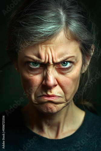 Angry middle aged Karen woman.