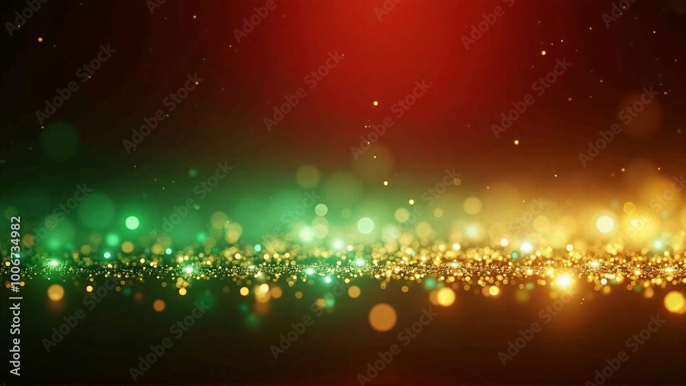 Obraz premium Festive Green and Gold Bokeh - Christmas Lights and Holiday Cheer