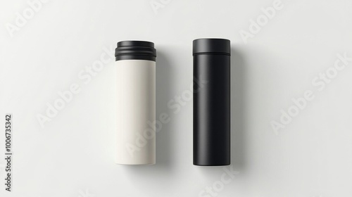 coffee tumbler bottle stainless steel mock up on white background