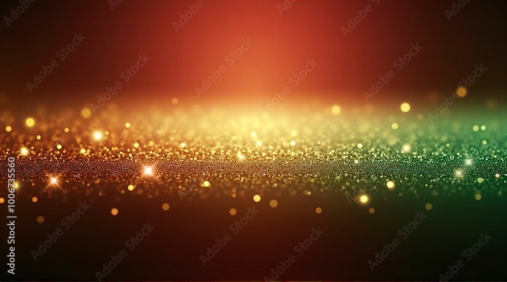 Obraz premium Festive Green and Gold Bokeh - Christmas Lights and Holiday Cheer