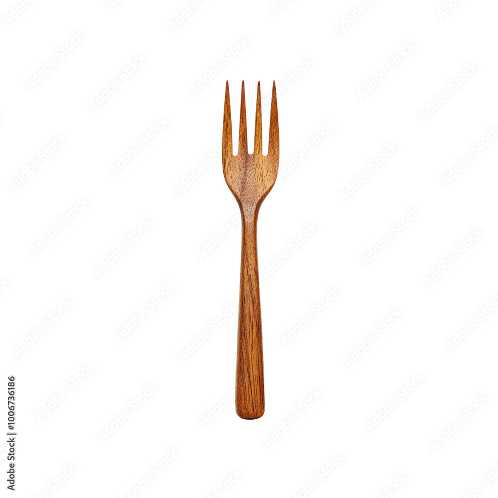 Wooden Fork on White Background