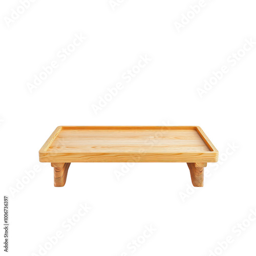 Wooden Tray with Legs Isolated on White Background