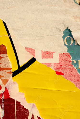 Old ripped torn blank grunge posters backgrounds creased crumpled paper backdrop surface placard empty space for text