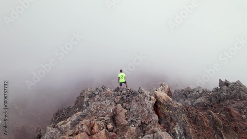 Ascent of Argualas Peak and Algas in the Aragonese Pyrenees: Mountaineers facing the challenge, surrounded by Garmo Negro and Los Infiernos, captured in 4K with drone from the heights of the Panticosa photo