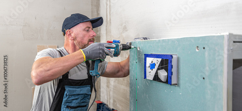 Tableau sur toile In-wall toilet system assembly