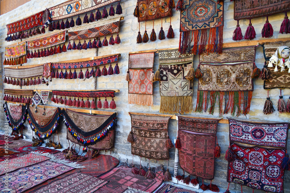 Obraz premium Carpets for sale in Bukhara, Uzbekistan