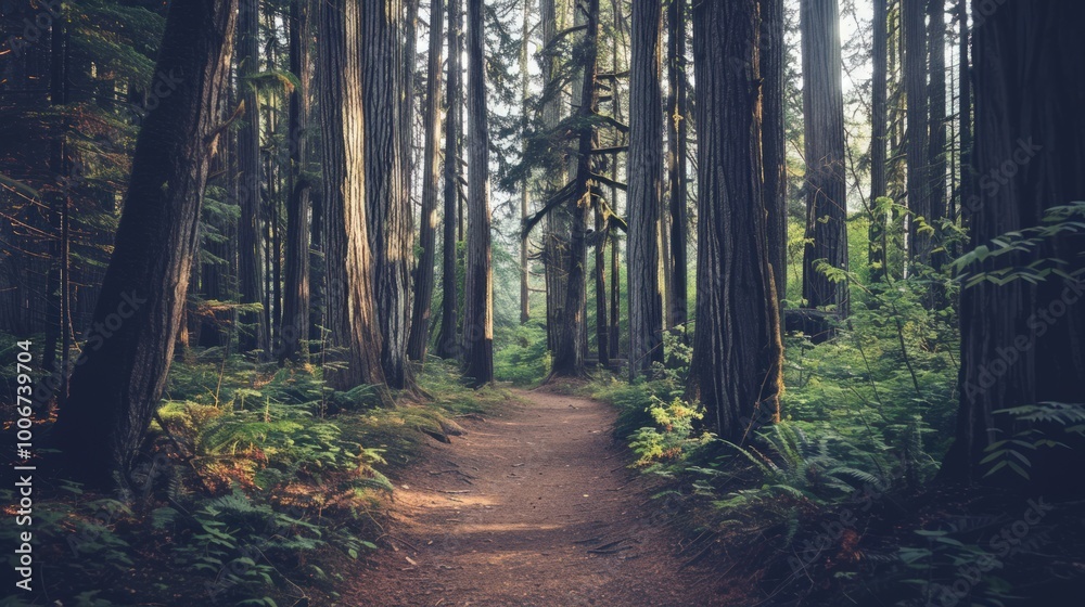 Fototapeta premium Forest Path through Tall Trees