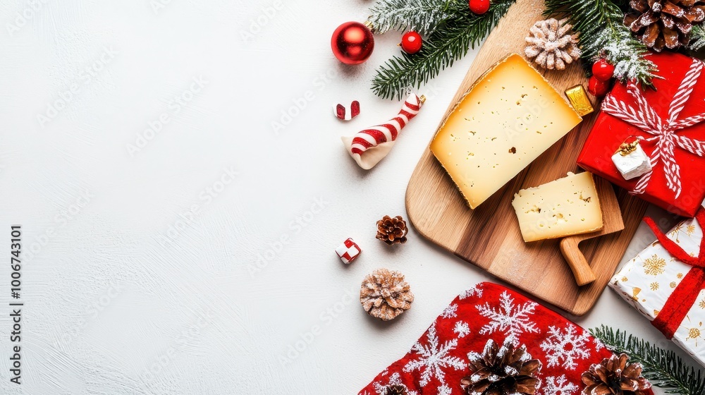 Christmas Themed Cheese Board with Seasonal Designs Christmas Themed Cheese Board with Seasonal Designs