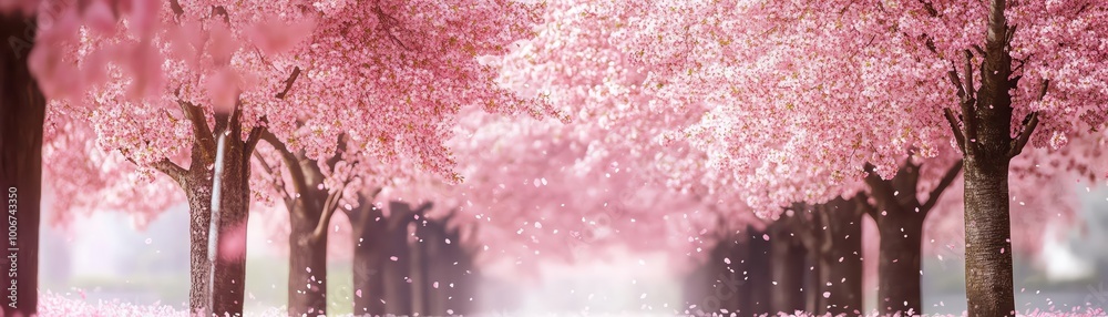 Beautiful pink cherry blossom trees in full bloom. Beautiful pink cherry blossom trees in full bloom.