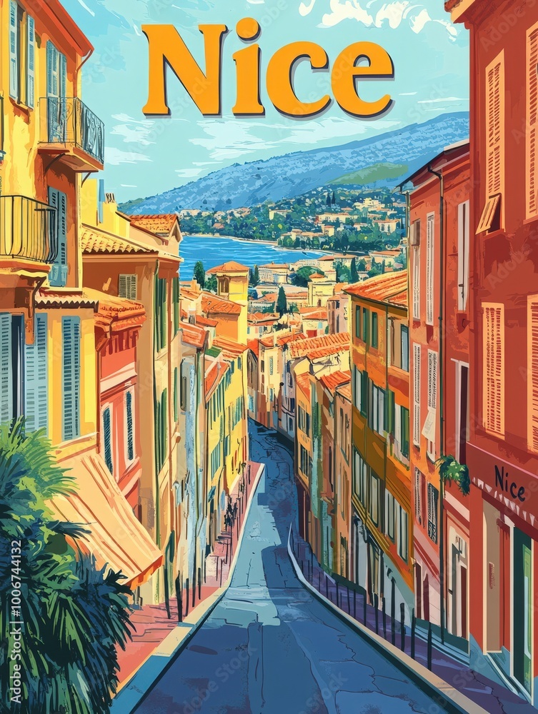 Winding streets wind through vibrant buildings in Nice, capturing the essence of coastal life. The backdrop reveals a sparkling sea and lush hills, inviting visitors to explore. Winding streets wind through vibrant buildings in Nice, capturing the essence of coastal life. The backdrop reveals a sparkling sea and lush hills, inviting visitors to explore.