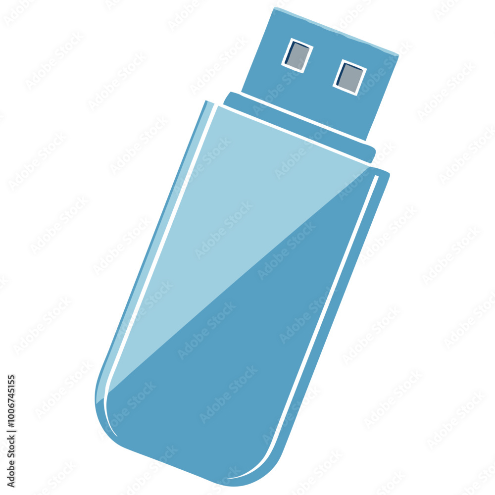 Digital USB flash drive in a sleek blue design for data storage and transfer Digital USB flash drive in a sleek blue design for data storage and transfer