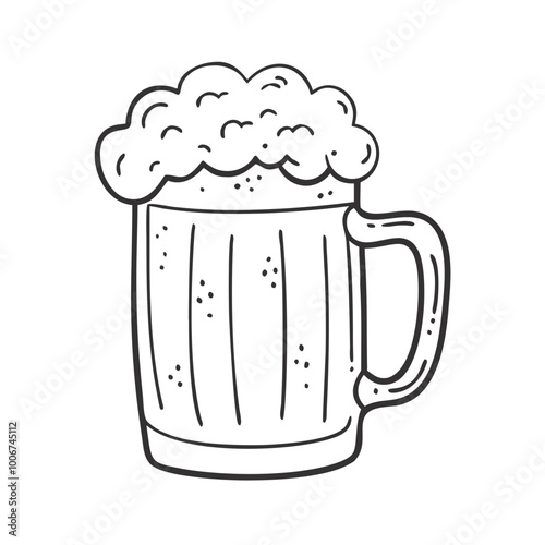 Illustration of a frothy beer mug with bubbles for bar and beverage concepts