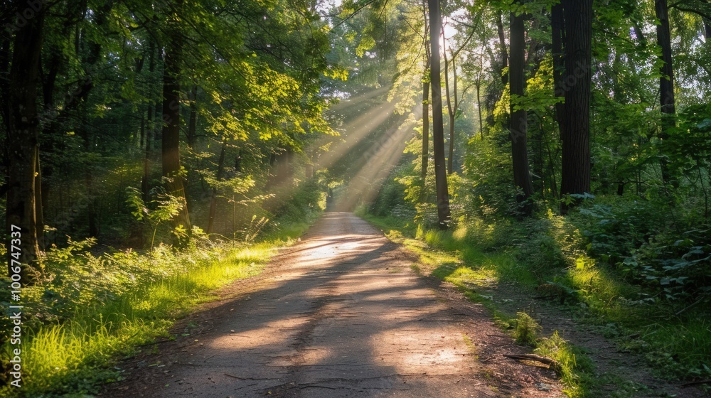Fototapeta premium Sunbeams Through the Trees