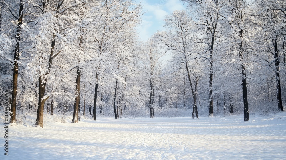 Snow-covered trees in a peaceful forest setting, with a clear sky providing space for custom messages. Snow-covered trees in a peaceful forest setting, with a clear sky providing space for custom messages.
