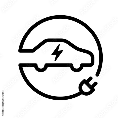 Electric car with plug icon symbol, EV car, Green hybrid vehicles charging point logotype, Eco friendly vehicle concept. Vector illustration