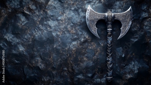 Mythological Warrior's Tool: Beautifully Crafted Battle Axe on Dark, Textured Canvas
暗くテクスチャのあるキャンバスに映える美しく作られた戦斧：神話の戦士の道具。.Generative AI photo