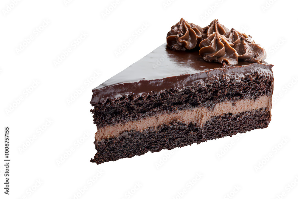 Piece of chocolate cake on transparent background Piece of chocolate cake on transparent background