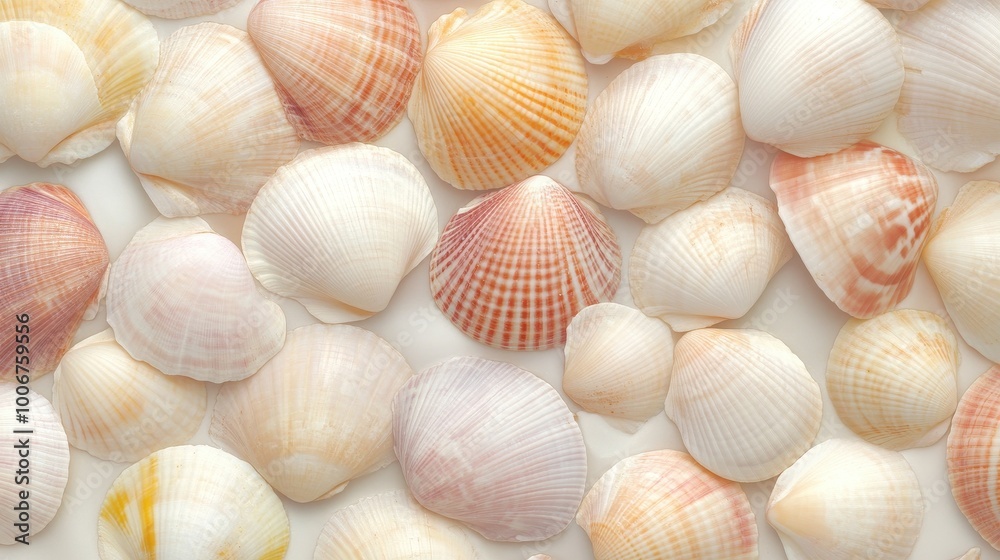 A bunch of shells of different colors and sizes A bunch of shells of different colors and sizes