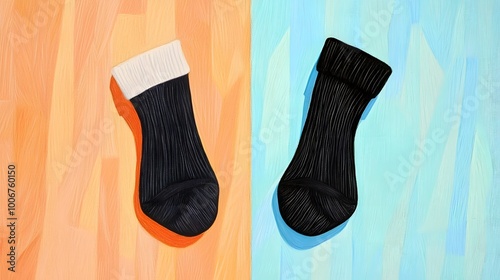 Mismatched Socks on Colorful Backgrounds photo