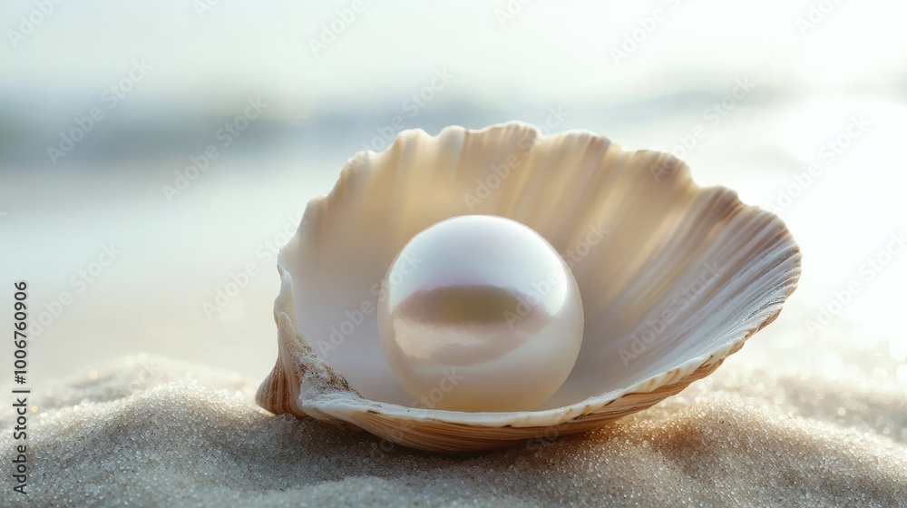Close-up of a smooth pearl in a small seashell, symbolizing luxury and natural elegance. Close-up of a smooth pearl in a small seashell, symbolizing luxury and natural elegance.