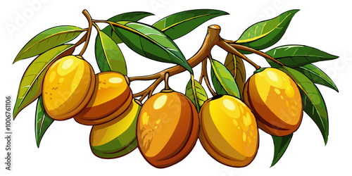 branch with mango - Vector illustration of  mango isolated on white, mango vector art