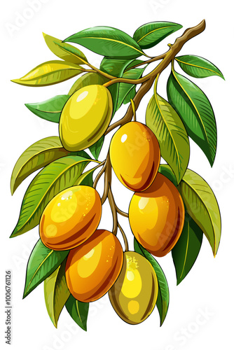 branch with mango - Vector illustration of  mango isolated on white, mango vector art