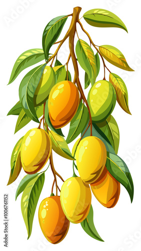 branch with mango - Vector illustration of  mango isolated on white, mango vector art