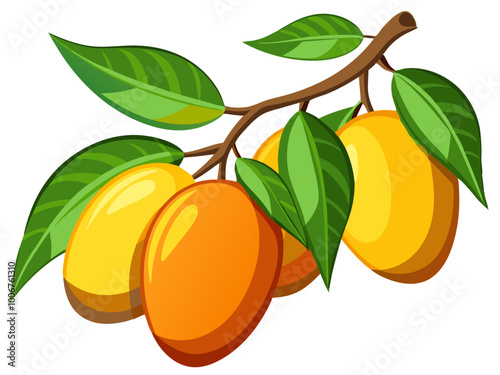 branch with mango - Vector illustration of  mango isolated on white, mango vector art