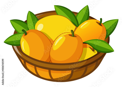 mango on a busket - Vector illustration of  mango isolated on white, mango vector art