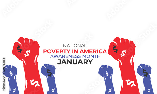 National poverty in America awareness month. background, banner, card, poster, template. Vector illustration.