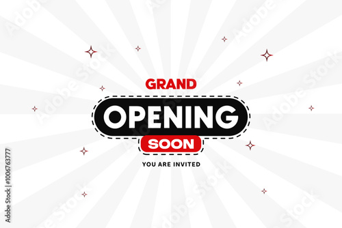 Grand opening soon poster, sale banner design template vector.