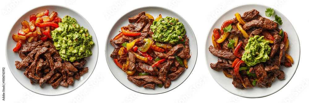 Steak Fajita with Guacamole and Peppers isolated on transparent background. Steak Fajita with Guacamole and Peppers isolated on transparent background.