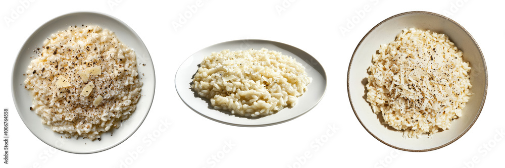 Creamy Risotto with Parmesan Cheese and Black Pepper isolated on transparent background. Creamy Risotto with Parmesan Cheese and Black Pepper isolated on transparent background.