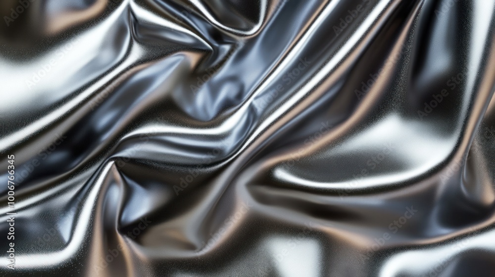 Shiny, Wrinkled, Silver Fabric Shiny, Wrinkled, Silver Fabric