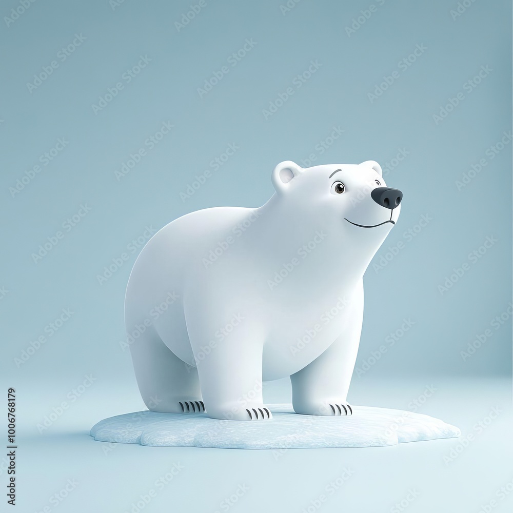 Adorable 3D Polar Bear Character on Ice Soft and Friendly Design for Kids and Family Themes Adorable 3D Polar Bear Character on Ice Soft and Friendly Design for Kids and Family Themes