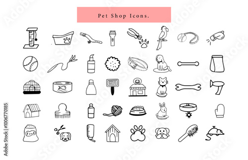 pet shop accessories icons element illustration vector