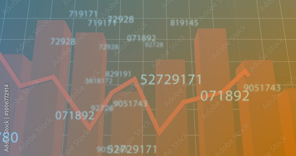 Image of data processing over diagrams on blue background Image of data processing over diagrams on blue background