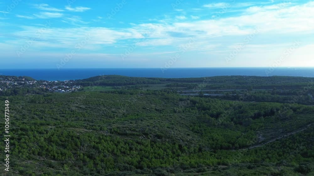 Static shot from viewpoint of evening landscape of Sant Simplici, Tarragona, Catalonia, Spain on a clear day. Static shot from viewpoint of evening landscape of Sant Simplici, Tarragona, Catalonia, Spain on a clear day.