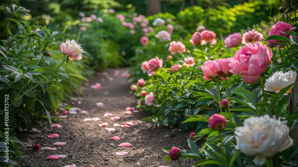Naklejka premium Peony garden
