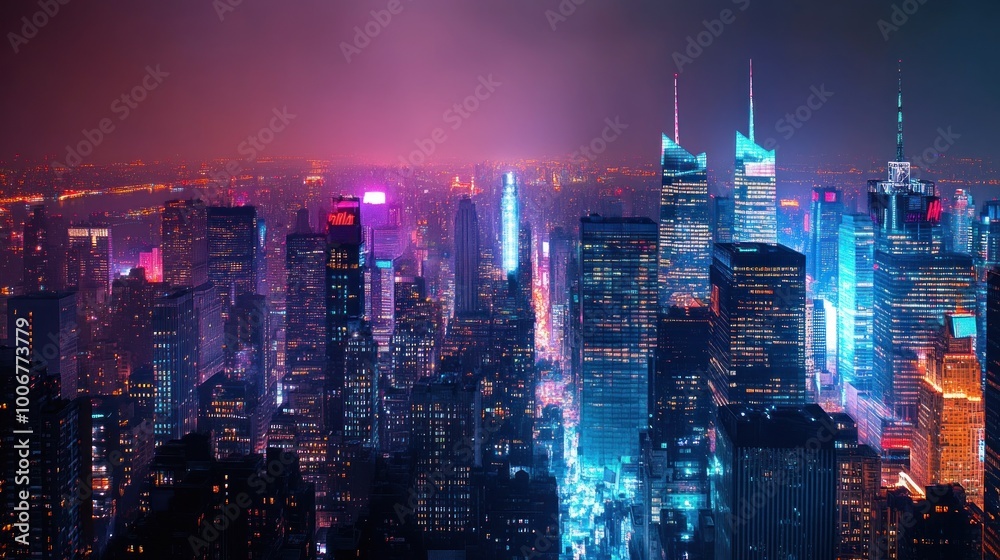 Fototapeta premium Night View of Cityscape