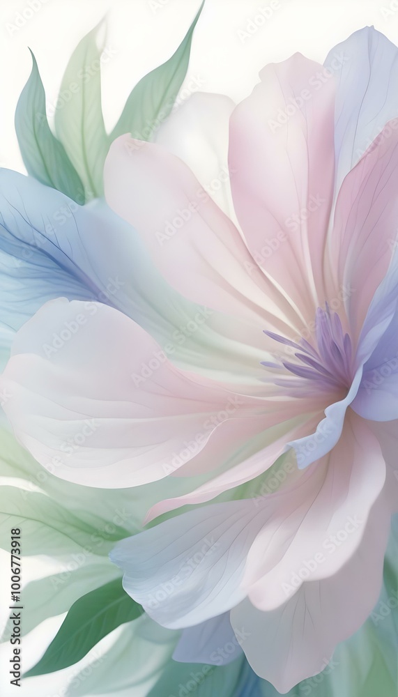 Pastel Violet Bloom Translucent Pink Blue and Purple Petals Flowing in the Light Pastel Violet Bloom Translucent Pink Blue and Purple Petals Flowing in the Light