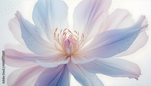 Pastel Violet Bloom Translucent Pink Blue and Purple Petals Flowing in the Light