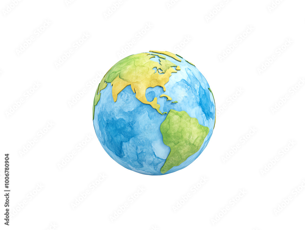 Fototapeta premium Colorful watercolor globe illustration on white isolate background. transparent background