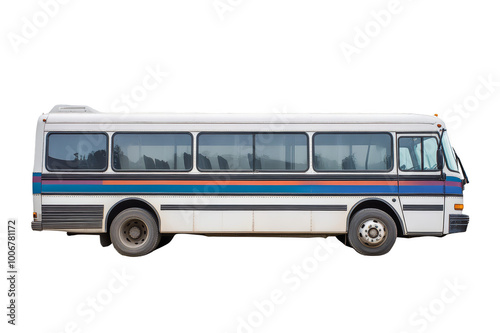 Retro bus side view on transparent background