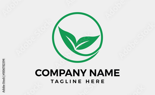 Leaf with circle logo branding design, letter o leaf symbol, Editable vector art and illustration.